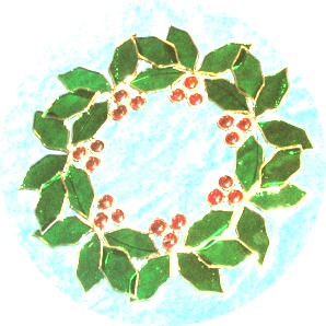 Stained glass holly wreath
