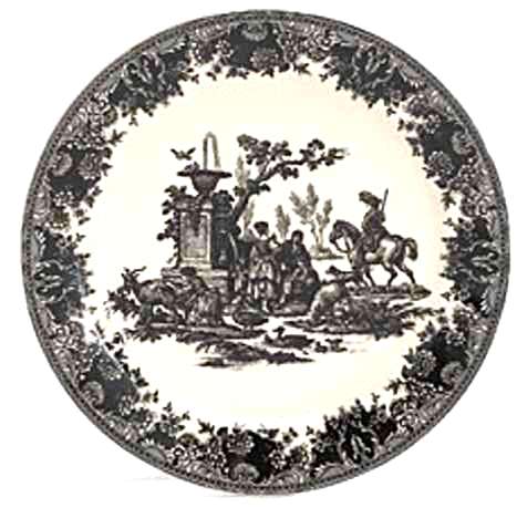 Toile plate with goat
